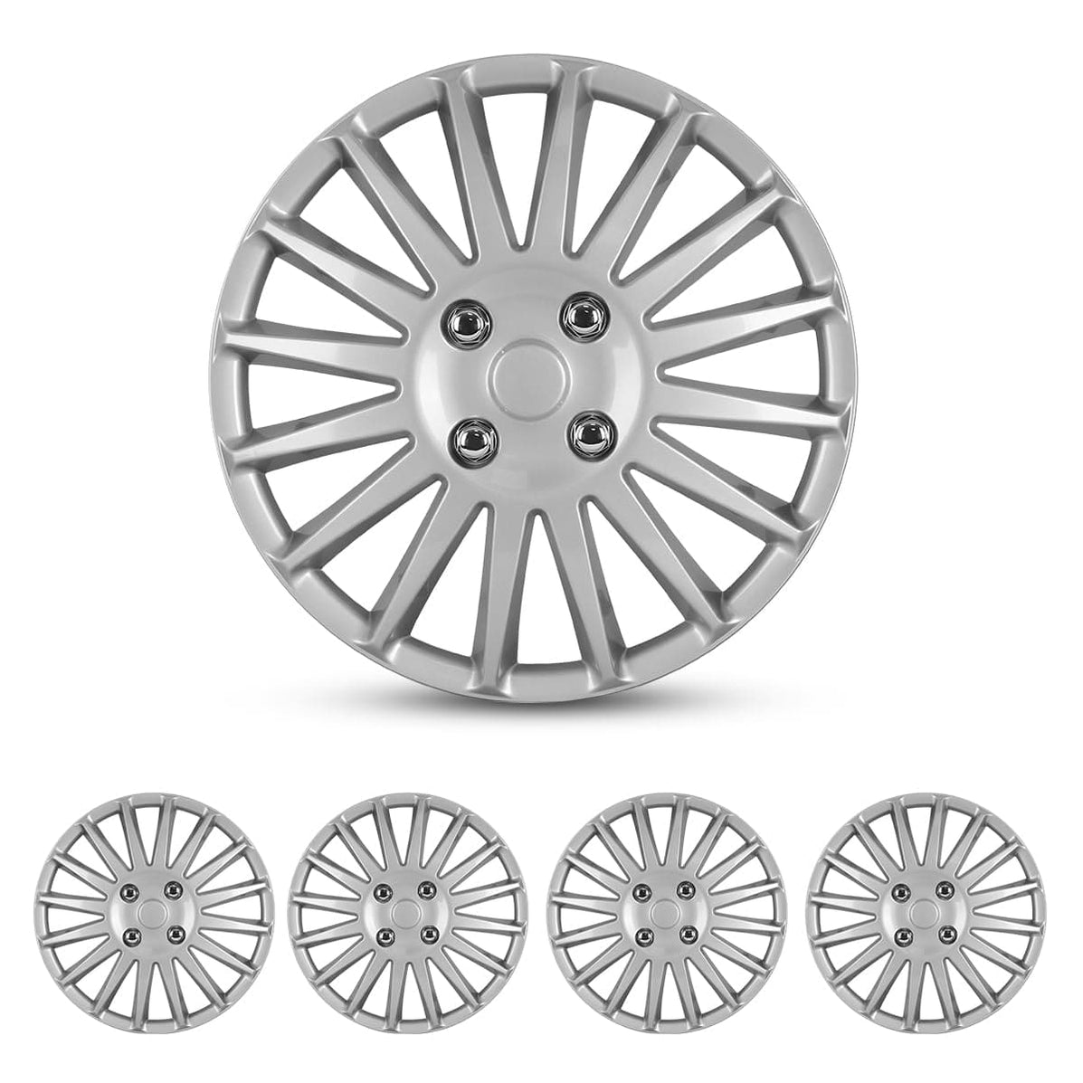 WOLFSTORM 15 Inch Automotive Hubcap Set Of 4 Lacquer Wheel Tire Covers