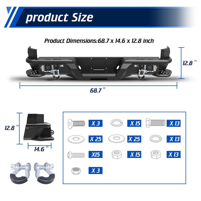 WOLFSTORM Rear Bumper for 2005-2015 Toyota Tacoma