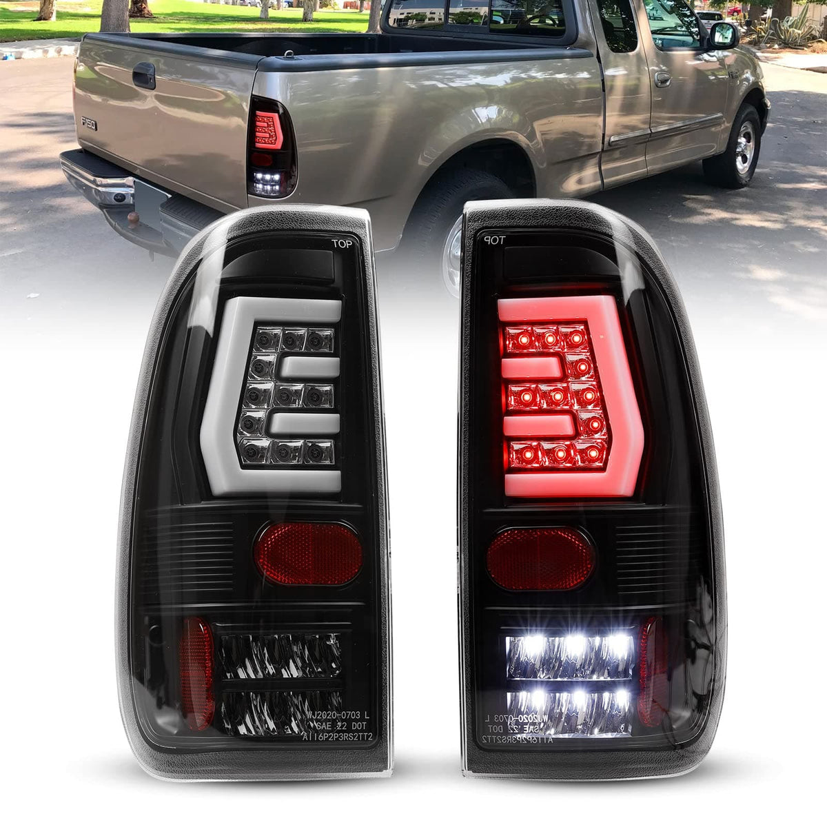 WOLFSTORM LED Tail Light Fit for 1997-2003 Ford F-150 and 2004 F-150 H