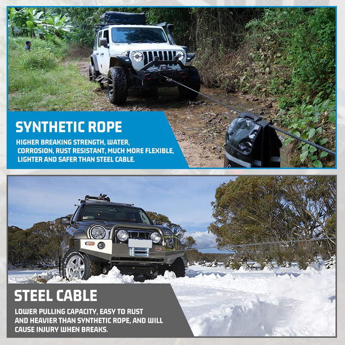 Winch Rope with Hook and Protective Sleeve for Off-Road Vehicles SUV A —  WOLFSTORM